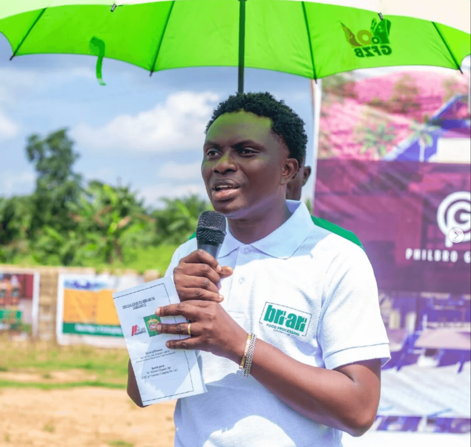 Mr. Philip Kwame Brobbey, founder of Philbro Oil Enterprise, addressing the Kyekyerew project ceremony
